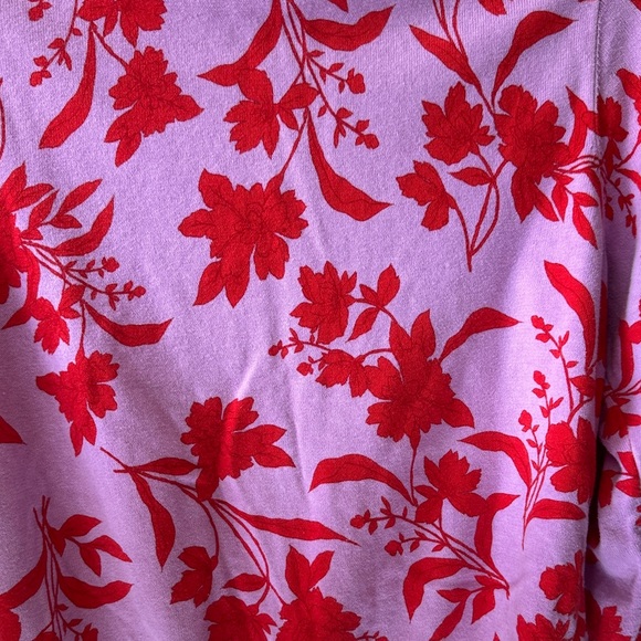 Ann Taylor-Button down Cardigan with Red Floral Print - Picture 5 of 7